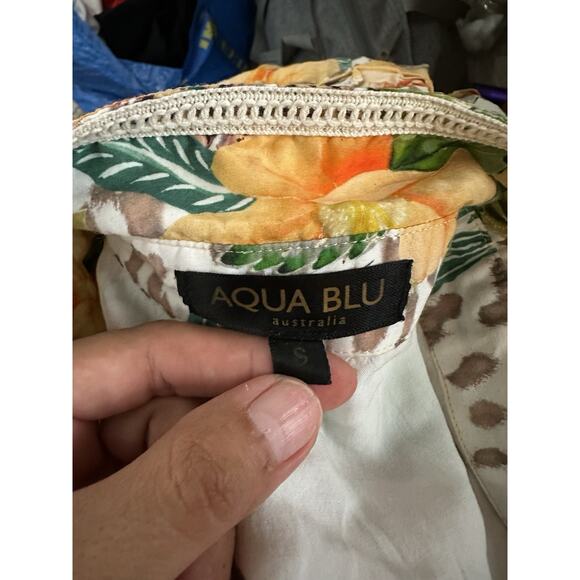 Bergdorf Goodman Aqua Blu Australia Dahlia Helena Button-Front Maxi Dress Small - Picture 9 of 11